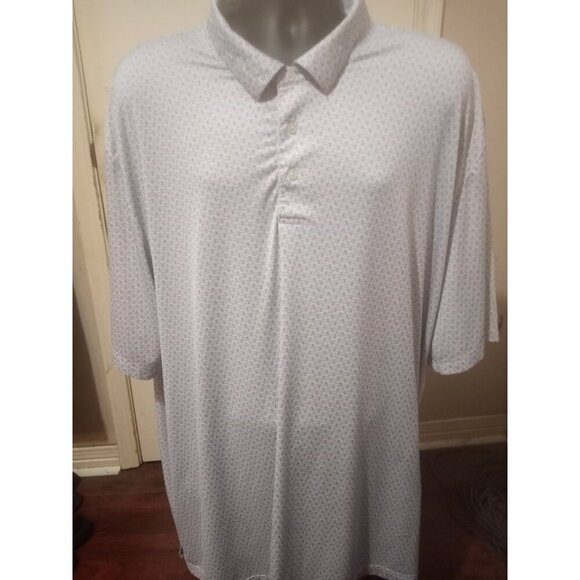 Roundtree Yorke Men's 4XT Performance Work Play Polo Shirt All Over Print White - Picture 1 of 12